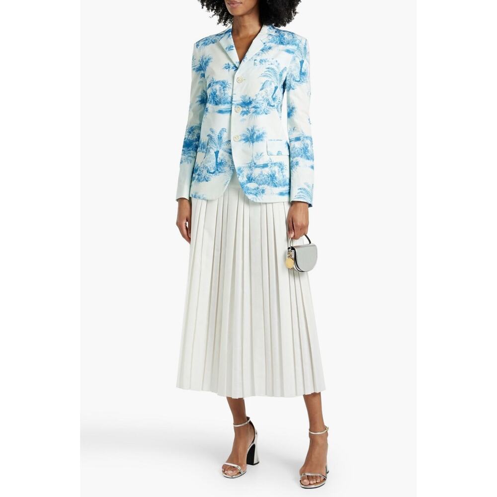 RED VALENTINO Blazer Women 36 Print Jacket Coat Palm Trees Designer Tailored NEW